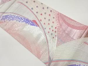 孔雀羽根・桜散らし模様織り出し袋帯